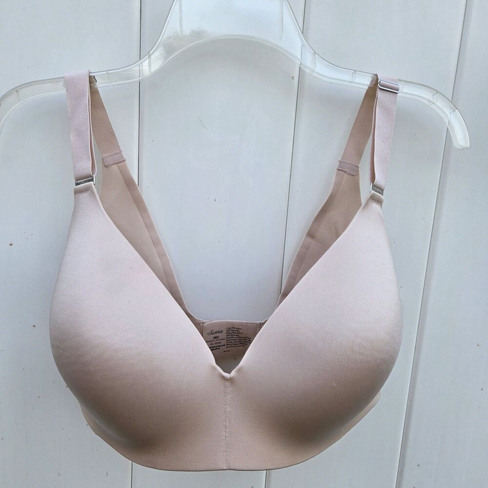 Soma Vanishing Back Wireless Bra 38D Nude Full Coverage Lightly Molded Cups